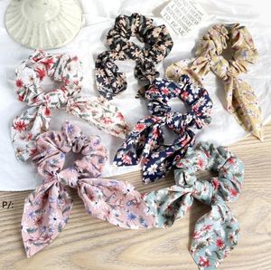 Scrunchy Hairbands Rabbit Ear Hair Bands Floral Headbands Party Favor Retro Bohemian Ponytail Hairs Rope Hairband GCA13110