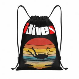 Sacs à cordon de plongée sous-marine pour la formation Yoga Sacs à dos Hommes Femmes Funny 80s Scuba Diver Cadeau Dive Lover Sports Gym Sackpack F5lh #