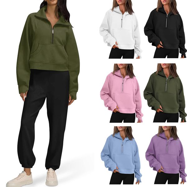 Buceo Media Cremallera Sudadera Con Capucha Mujer Traje De Yoga Diseñador Chaqueta De Yoga Alinear Sudadera De Yoga Jersey Sudadera Con Capucha Sudadera Transpirable Entrenamiento Gimnasio Legging Yoga Ropa Deportiva XXL