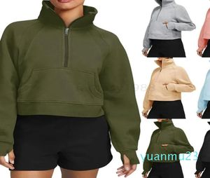 Scuba Hoodies Oefening Wol Yoga Outfit Fitnesskleding Dames Training Sweatshirt Sportkleding Jassen Outdoor Casual Volwassen Hardlopen Lange mouw