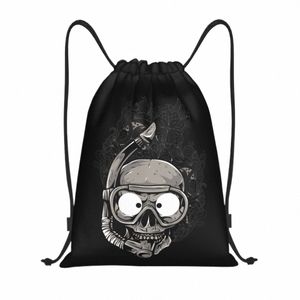 Scuba Skull Dive Diver Trawstring Sac à dos Sac à dos sport pour femmes Men Training Sackpack F8QM #