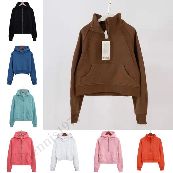 Sweats à capuche pour femmes de plongée Vestes de styles longs et courts Sweats à capuche Plus Velvet Automne et hiver Sweat à capuche Épaississement Sports Demi-fermeture à glissière Terry Designer Pull Chothing Loose