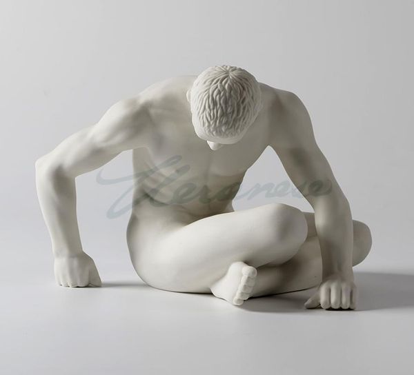 sculpture de haute qualité moderne en céramique personnage sculpture art nu homme statue penseur abstrait figurine gay ange juvénile ornamen8036803