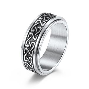 Sculptuur roestvrij staal roterende ring band Keltische knoop verlichten angst draaibare ringen trouwring voor koppels mannen mode-sieraden