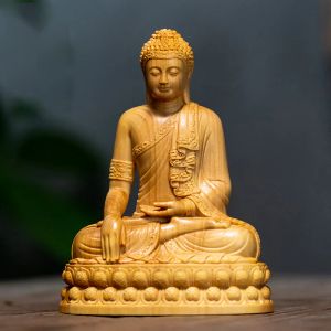 Sculpturen 10 CM Mini Shakyamuni Boeddha Buxus Beeldjes Boeddhabeelden Woondecoratie Fengshui Ornamenten