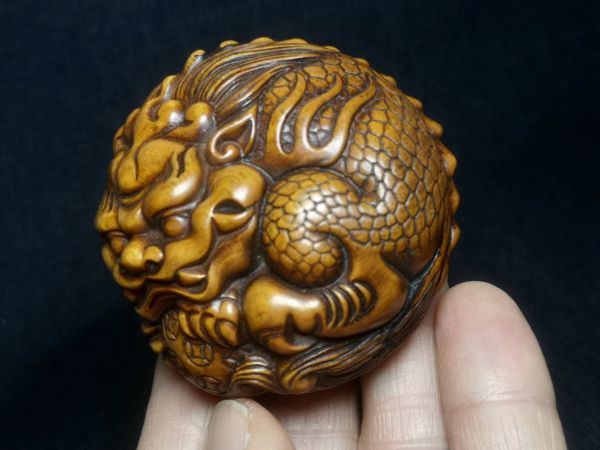 Sculptures 1919 Art antique Old Chinese Box Box Box Box Mascot Pi Xiu Kylin Statue Netsuke Pendant Collectable