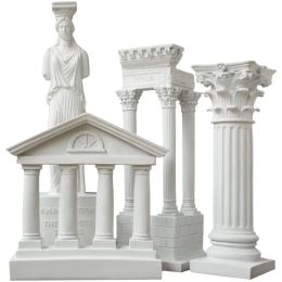 Sculpturen 1Pc Architectuur Model Romeinse Kolom Griekse Tempel Gebouw Woondecoratie Europese Decoratieve Gips Pijler Hars Sculptuur