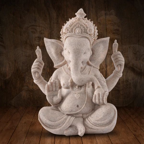 Esculturas 1 pieza decoración del hogar Ganesha estatuilla elefante dios estatua adornos religiosos resina indio Fengshui señor dios hindú escultura