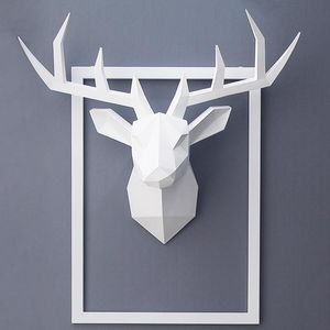 Esculturas 3D Cabeza de Animal Decoración para Colgar en la Pared Estatuilla de Animal Decoración de la Pared de la Sala Escultura Decorativa de Ciervos Decoración Interior del hogar