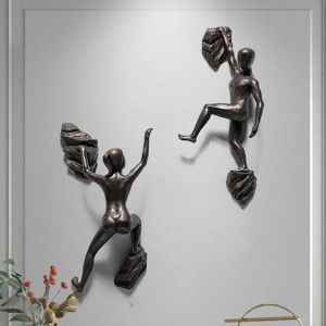 Esculturas 3D Estilo Industrial Escalada En Roca Escultura Estatua Resina Sala De Estar Decoración del Hogar Figura Colgante De Pared Deportes Hombre Mujer