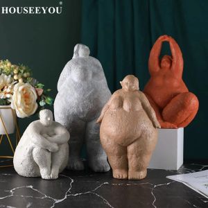 Sculptures abstraites grosse dame figurines vintage femme statue décor table résine artisanat cadeaux décoration de la maison ornements figurines créatives