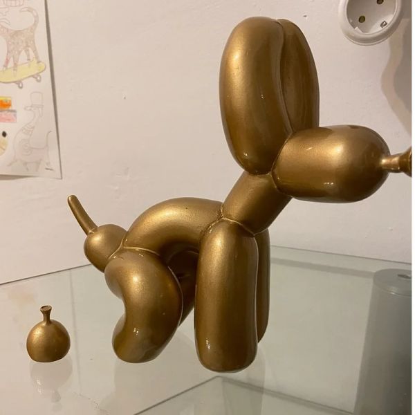 Sculptures Animaux Figurine Résine mignon Ballon brillant Balon Dog Shape Statue Art Sculpture Figurine Craftwork Home Decor with Antiskid Mat Lucky