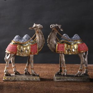 Esculturas Aqumóticas Camello Desierto de camello Miniatura en miniatura Animales Ornamentos de escritorio de resina Micro paisaje decoración navideña