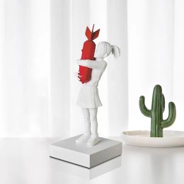 Sculpturen Banksy Knuffelen Bom Meisje Standbeeld Sculptur Hugger Knuffelen Vredesbom Meisje Woondecoratie Accessoires Woonkamer Decoratie