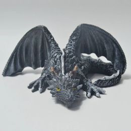 Sculptures Grand Dragon accroupi Dragon gothique Biplan Dragons nobles Simulation Dragons volants résine artisanat décor de jardin