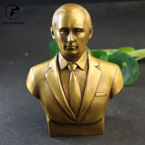 Esculturas Latón Gran Líder Ruso Vladimir Vladimirovich Putin Busto Estatua De Bronce Estatuilla Retro Cobre Adorno De Escritorio Decoración Artesanía