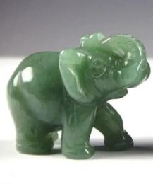 Esculturas Jade verde chino Elefante Tallado Estatua pequeña Estatua