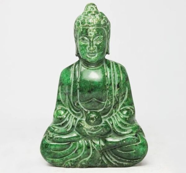 Sculptures chinoises de travail manuel sculpture bouddha vieille statue de jade vert