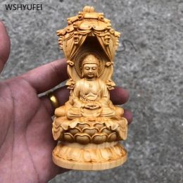 Sculpturen Klifcipres houtsnijwerk drie heiligen van het Westen Figuur Boeddha decoraties amitabha guanyin bodhisattva woondecoratie