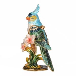 Sculptures Cockatiel Parrot Bird Figurine Trésuré Boîte de bijoux de bijoux