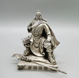 Sculptures Statue en cuivre en alliage, ornement de Guan Gong, poignard en bronze blanc, décoration intérieure de voiture de Guan Gong, empereur Guan