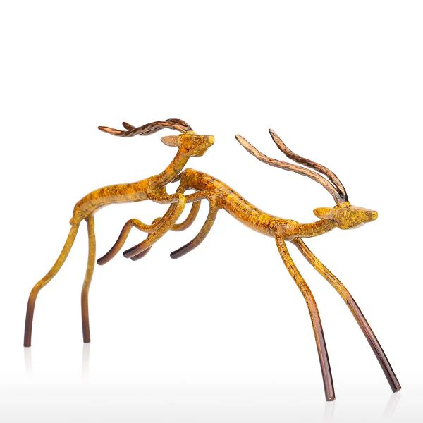 Sculptures Sculpture décorative créative antilope bondissante Tooarts Sculpture en fer décoration de la maison artisanat Sculpture animale en métal