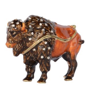 Sculpturen Decoratieve Strass Yak Trinket Holder, Bull Crystal Jewelry Box, Collectible Figurine, Metal Statues, Gifts