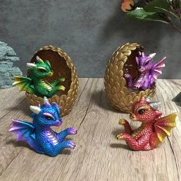 Sculptures dragon figurines résine dragon œuf œuf figurine lumineuse dragon figurine décor ornements cadeaux pour les vacances anniversaires de Noël