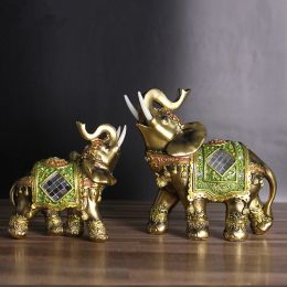 Sculptures statue d'éléphant, chanceux feng shui vert éléphant sculpture richesse figurine pour le bureau de décoration du bureau à domicile cadeau