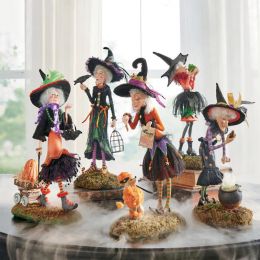 Sculptures Halloween Resin Witch Figures décor Belle sorcière Collecmbles Collectibles Doll Bourse Bureau de décoration de poupée charmante Ornements