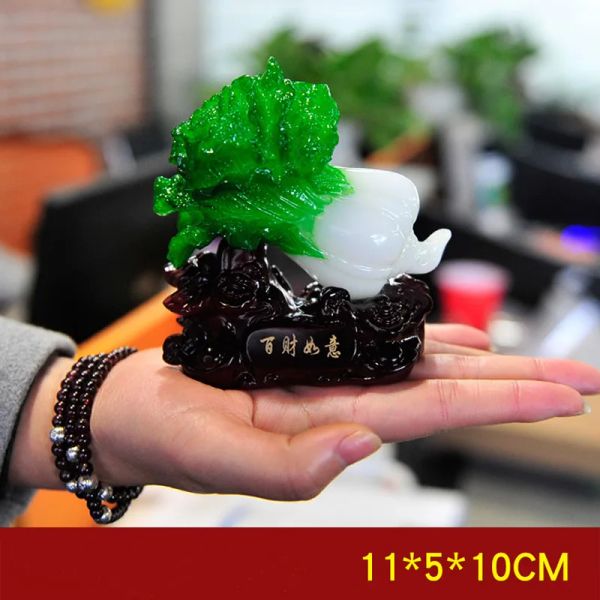 Sculptures de haute qualité en forme de jade traditionnelle, décoration en résine de chou chinois, ornements de bureau, cadeau pour la maison, le bureau, la boutique, la voiture