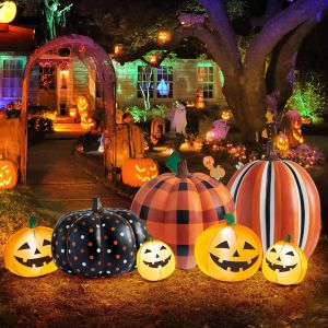 Sculptures Grande citrouille gonflable d'Halloween éclairant la décoration explosant la citrouille avec la pompe LED pour jardin patio pelouse cour automne