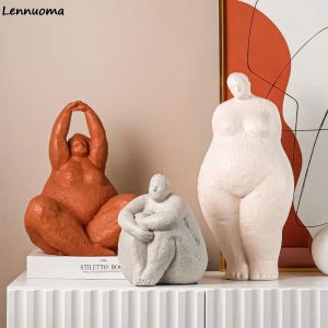 Sculptures Lennuoma Sculptures Grosses Femmes Abstraite Grosse Dame Figurines Vintage Femme Statue Résine Artisanat Cadeaux Décoration de La Maison Chiffres