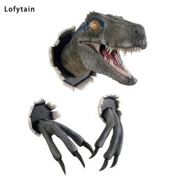 Esculturas Lofytain Decoración de dinosaurios 3D Velociraptor Set Simulación de dibujos animados de pared Decorativa Dragón Pared de estatuas de colgantes
