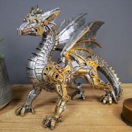 Sculptures mécaniques à collectionner régal steunpunk dragon statue bourse ornements de décoration intérieure statue teckel rhino gorille wolf figurine