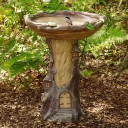 Sculptures Mini résine arbre bain d'oiseaux paysage pour cour extérieure polyrésine antique bain d'oiseaux petite fontaine pour la décoration de statue de pelouse à la maison