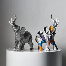 Sculptures Peinture moderne Art éléphant Sculptures décoration de la maison résine Animal Statue nordique Figurines salon décor intérieur fille cadeau