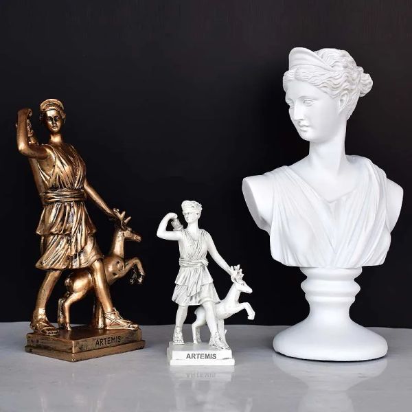 Esculturas Escultura de Artemisa de la Diosa de la Caza de la Luna, Bar Retro Europeo, decoración, Accesorios para Fotos, Estatua de Resina de la Diosa Griega Antigua, Regalos de decoración para el hogar