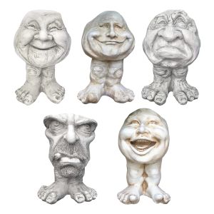 Sculpturen Mugglys The Face Standbeeld Planter Hars Beeldje Plant Pot Grappig Gezicht Kunst Sculptuur Bloempot Met Afvoergat Tuindecoratie