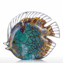 Sculptures Poisson Tropical tacheté multicolore Sculpture en verre délicate décoration de maison chic poisson en verre pièce exquise décoration de la maison artisanat