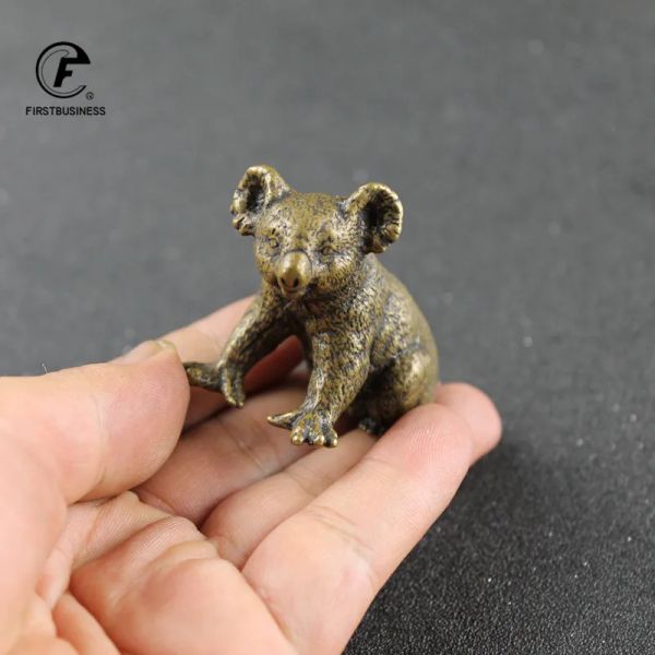 Sculptures Nouveauté Super mignon petit ours Koala rétro cuivre Animal Sculpture Statue aventure Koala décor maison anniversaire cadeau de noël