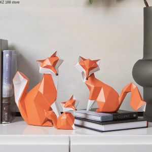 Sculpturen Nordic Fashion Fox Sculptuur Modern Foxhound Standbeeld Home Decor Creatieve Geometrische Hars Miniatuur Beeldjes gratis levering