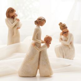 Sculptures Nordic Resin Family Figure Statue Home Decoration Miniature Figurines Decorative Accessories Happy Time Christmas Gifts for Love