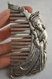 Sculpturen oude verzamelobjecten versierd handwerk miao zilver carving belle noble zeldzame kam decoratie