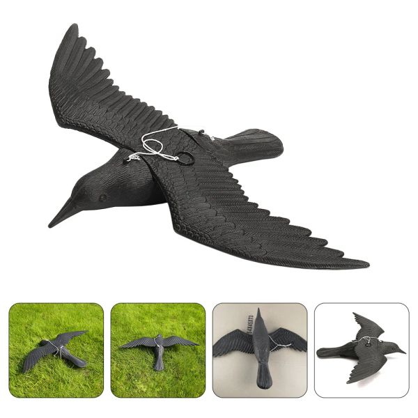 Sculptures d'animaux en plastique, corbeau en plastique réaliste, corbeau, drapeau de jardin, maison, oiseau, leurres, attirant les corbeaux, figurine de hibou