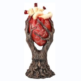 Sculpturen Rode Anatomische Hartboom met Greenman Trunk Standbeeld Beeldje Gotisch Ornament Ambachten Sculptuur voor Halloween Home Decoratie
