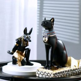 Sculptures Résine Anubis Dieu Casier À Vin Figurines Intérieur Porte-Bouteille Égyptien Anubis Statues Maison Salon Bureau Décoration Artisanat