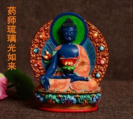 Sculptures Resin Bouddha Statue Bhaisajyaguru Figure Bhaisajya Bouddha Figurine Medicine Bouddha Bodhisattva Bonne chance