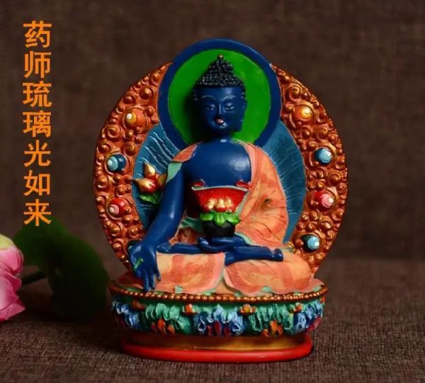Esculturas Resina Buda Estatua Bhaisajyaguru Figura Bhaisajya Buda Figurina Medicina Buda Bodhisattva Buena suerte