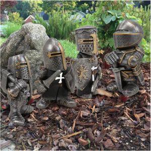 Sculpturen hars ridder kabouters bewaken kruis Tempeliers kruisvaarder beeldje lang pak van pantser miniatuur ridderstichting tuin decoratie diy